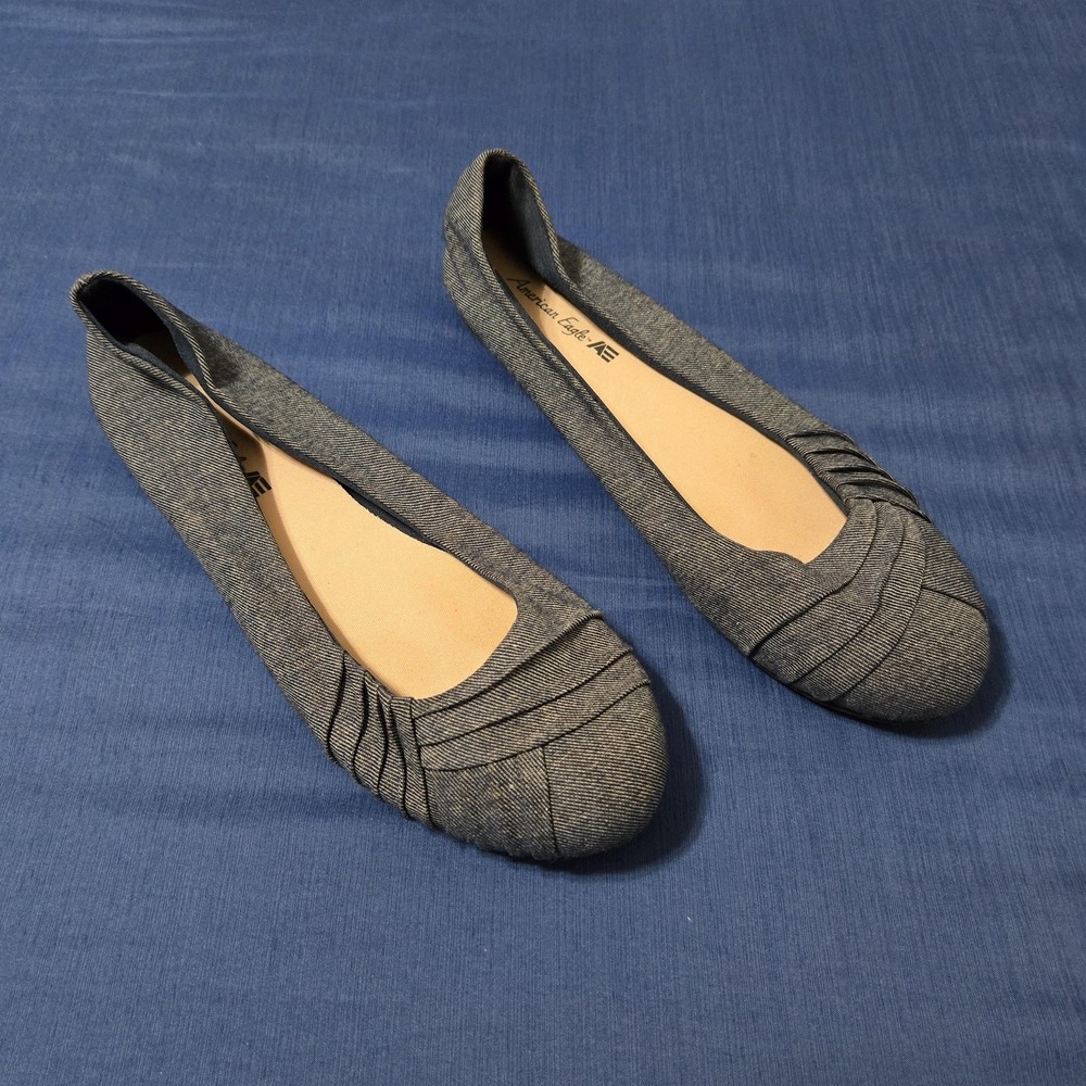 American Eagle Shoes Womens Size 11 Denim Ballet Flats Round Toe Casual Comfort